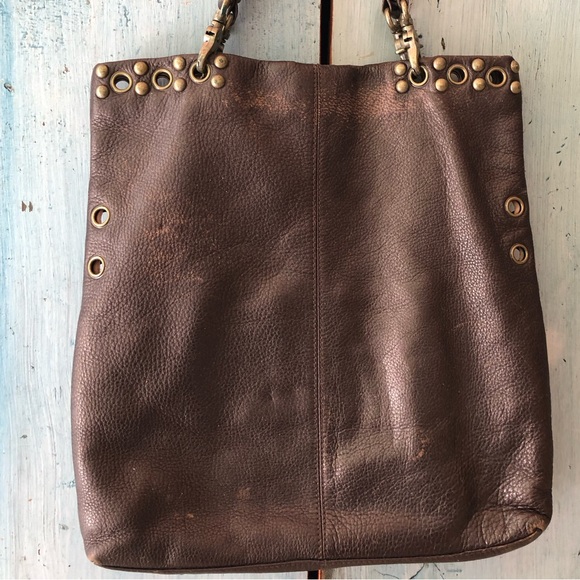 Leather HOBO bag with metal hardware & trim and peach fabric lining - EUC - Picture 8 of 16